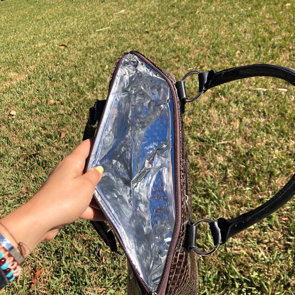 Brown Mini Purse Clutch Cooler Wine Bag Gem